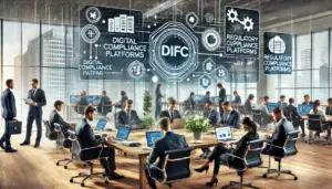 Professionals using DIFC compliance platforms in an efficient workflow.