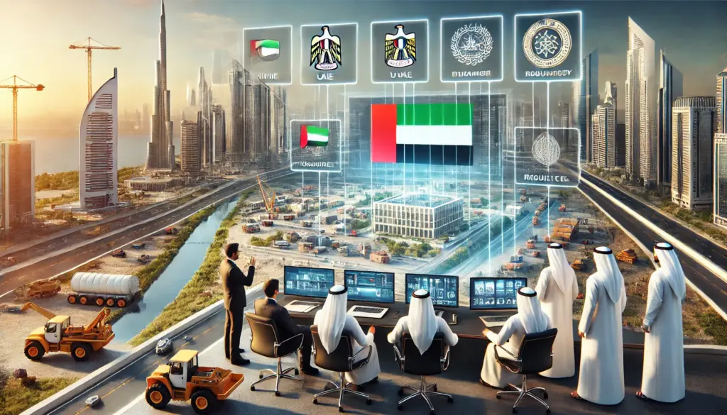 UAE construction sites and officials discussing regulations