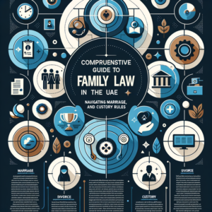 Scales of justice with UAE flag backdrop symbolizing family law on marriage, divorce, and custody