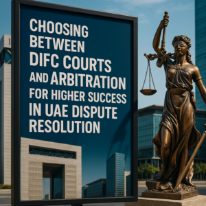 Flowchart comparing DIFC Courts litigation and UAE arbitration processes