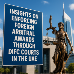 Diagram showing DIFC process for enforcing foreign arbitral awards in the UAE