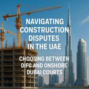 Dubai legal landscape showing DIFC and Onshore Courts in construction context