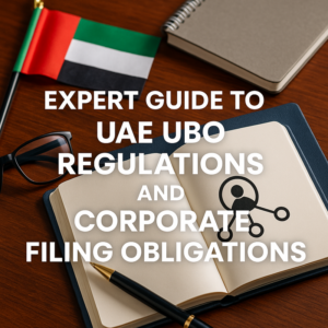 Diagram illustrating the Ultimate Beneficial Owner filing process for UAE companies