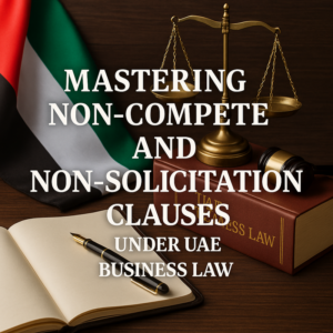 Legal consultant reviewing a UAE employment contract with highlighted non-compete clause.