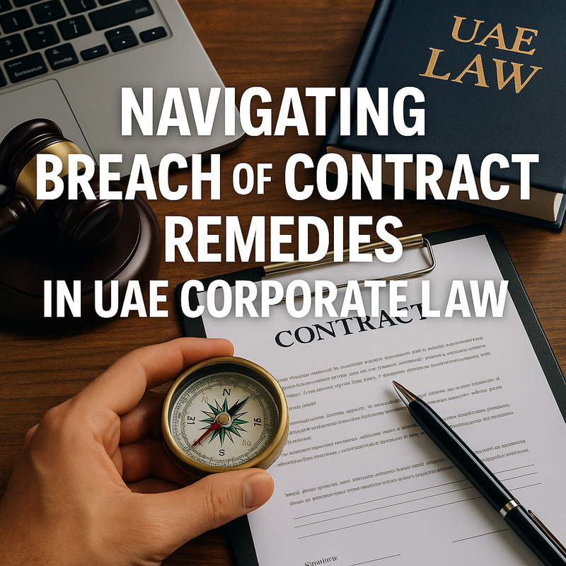 Business professionals in a UAE office reviewing a contract with legal documents on a conference table.