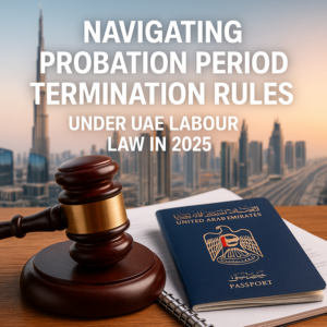 Checklist and flowchart illustrating UAE probation period termination rules