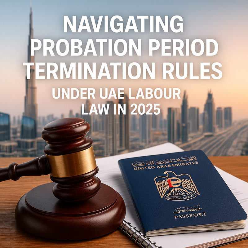 Checklist and flowchart illustrating UAE probation period termination rules