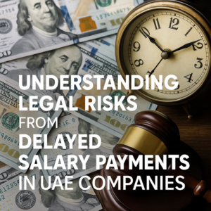 Legal consultant reviewing UAE labour law documents for salary payment compliance