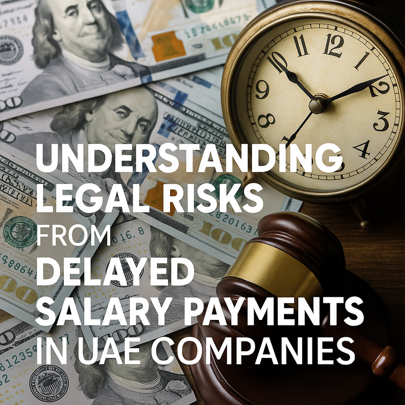 Legal consultant reviewing UAE labour law documents for salary payment compliance