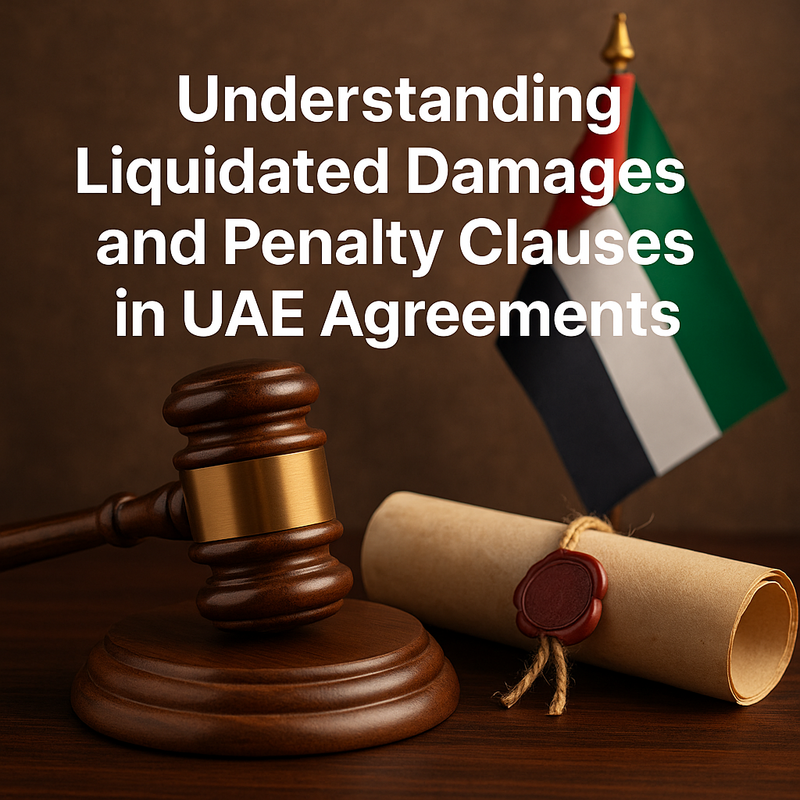 Legal consultants analyzing contract damages clauses for compliance in the UAE.
