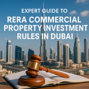 Professional meeting between investors and legal consultants reviewing RERA compliance documents in Dubai