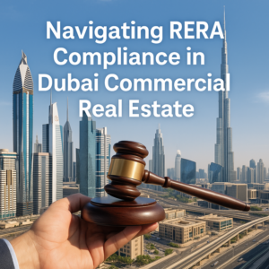 Dubai skyline with prominent commercial real estate buildings under regulated RERA framework